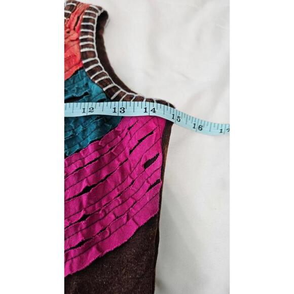 K.PC. Women's Handmade in Nepal Brown Bohemian Embroidered Dress Size Small - Picture 7 of 11